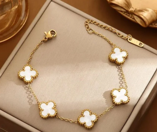 Pulsera Trebol Van Cleef 14K + Caja Regalo