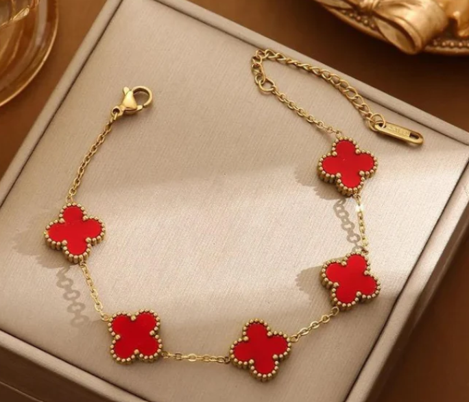 Pulsera Trebol Van Cleef 14K + Caja Regalo