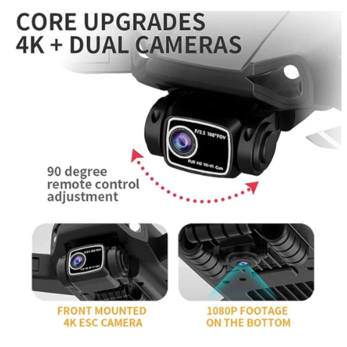 Dron E88 Pro max Plegable con cámara 4k