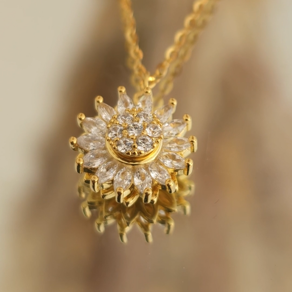 Collar Girasol Giratorio Caja Lujo